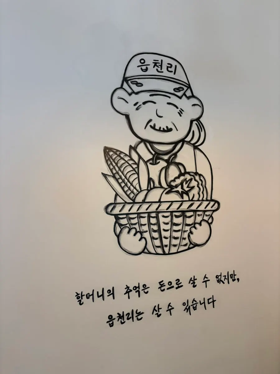 Wall interior next to the grandmother illustration