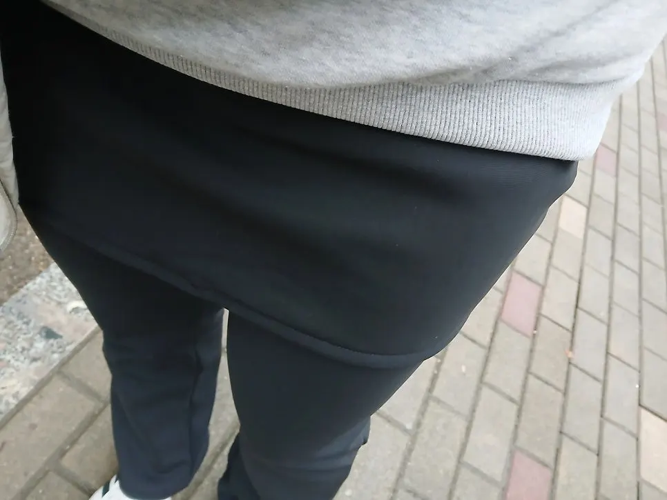Front view of semi-bootcut skort pants