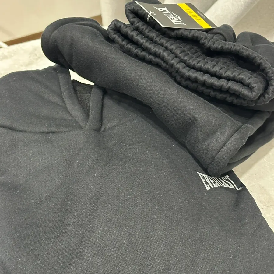 Black fleece hooded zip-up design