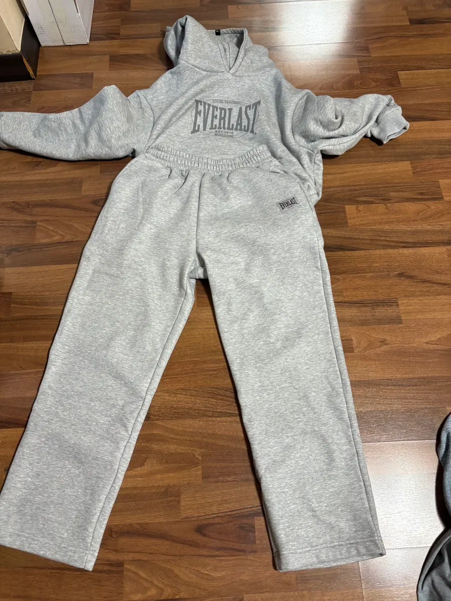 Wearing the Everlast fleece-lined tracksuit set
