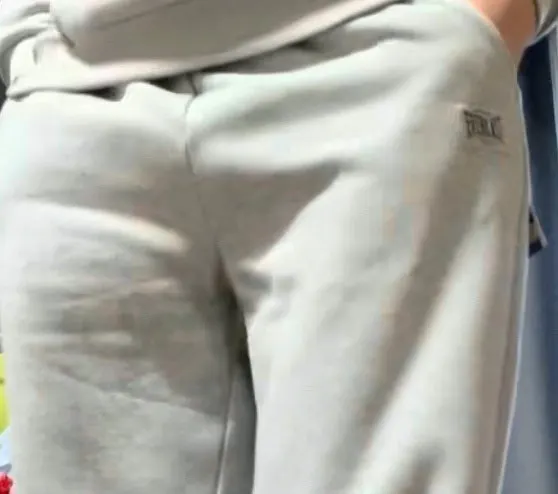 Detail of the thick fleece-lined tracksuit fabric