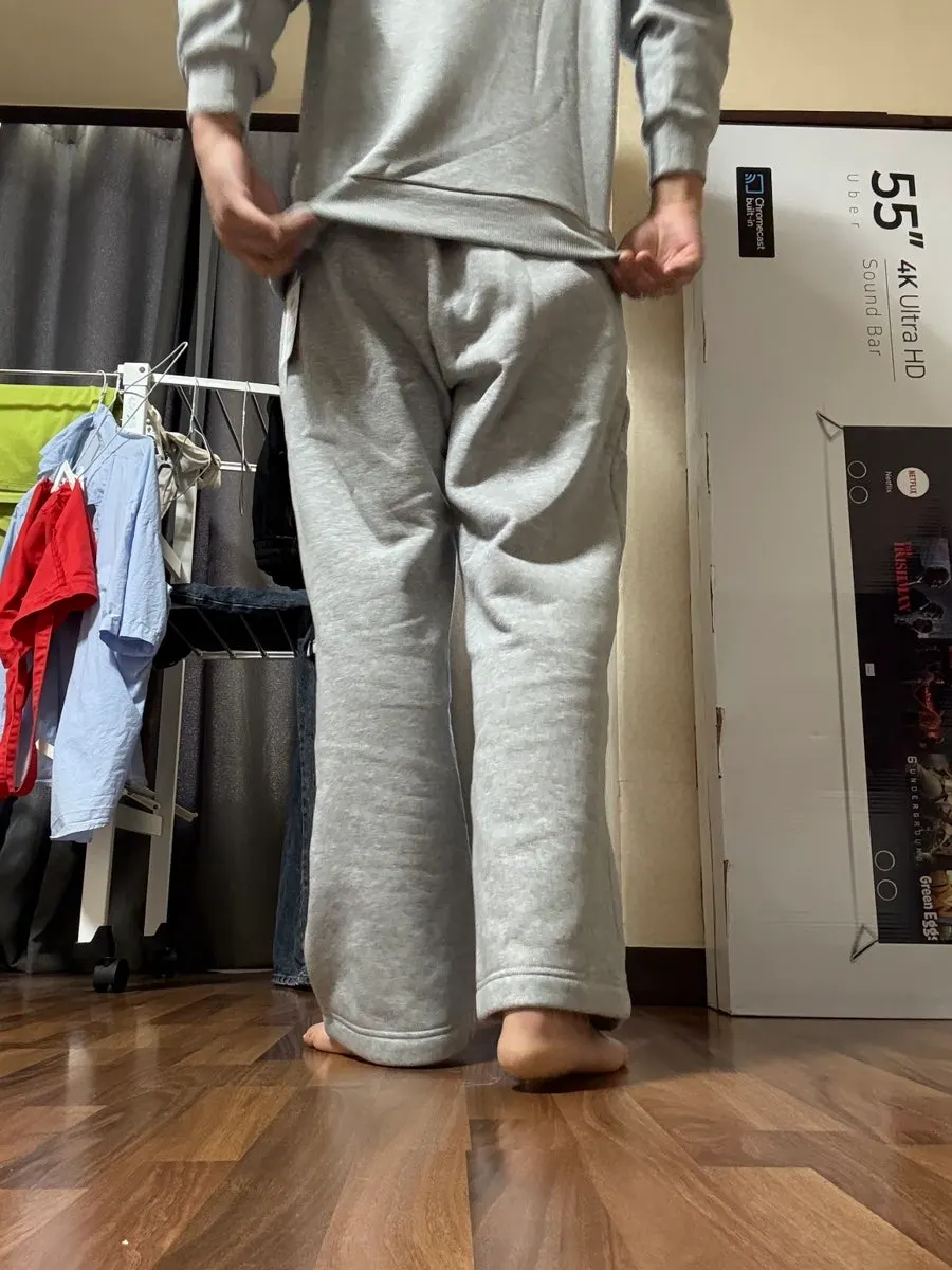 Full-body view of the fleece-lined tracksuit set
