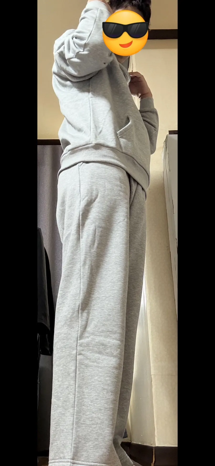 Winter outfit styling with a fleece-lined tracksuit