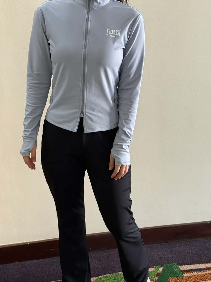 Black bootcut pants with a firm waistband