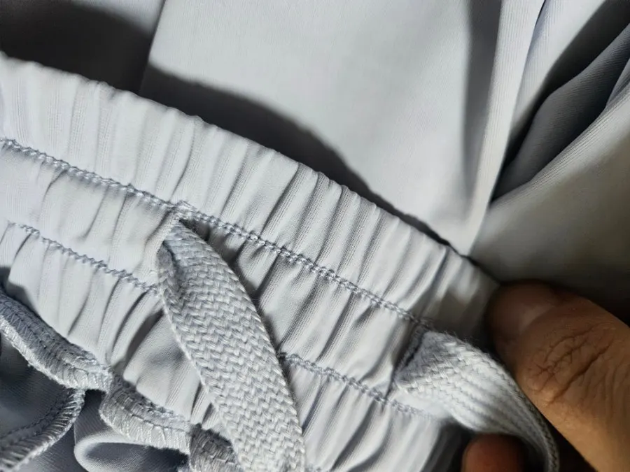 Bootcut design of the ash blue running pants