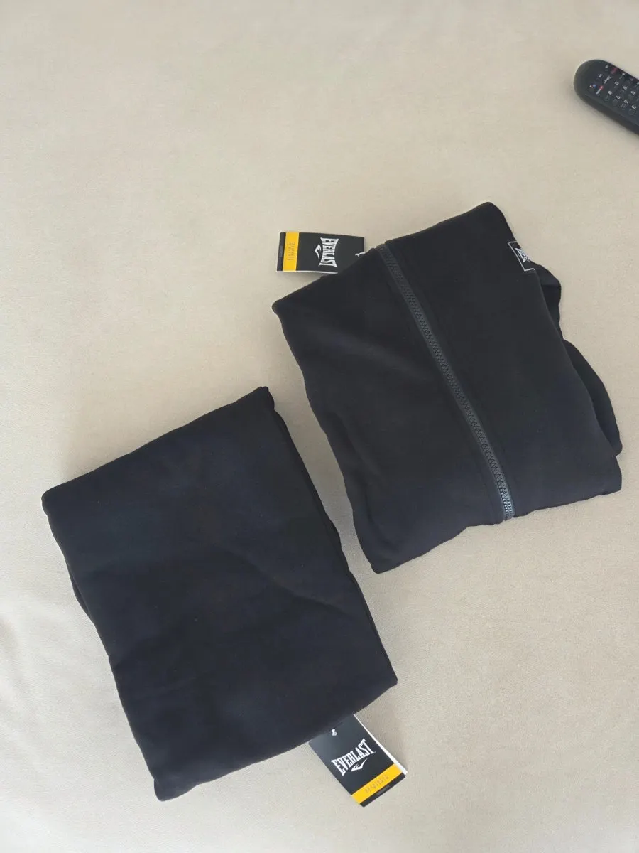 Mini terry set worn as homewear and going-out clothing