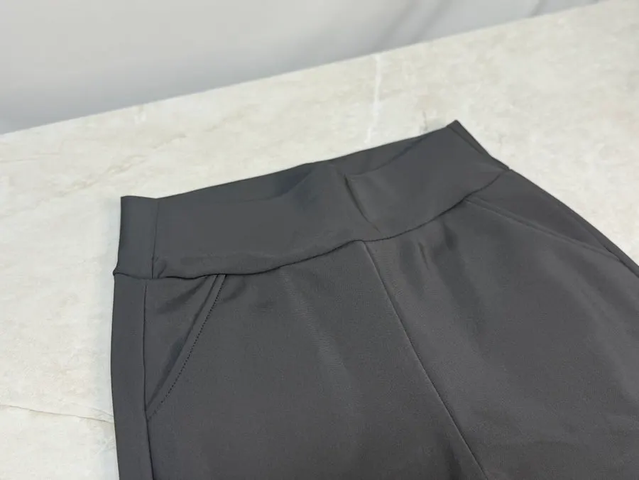 Fleece-lined slacks with a wide waistband