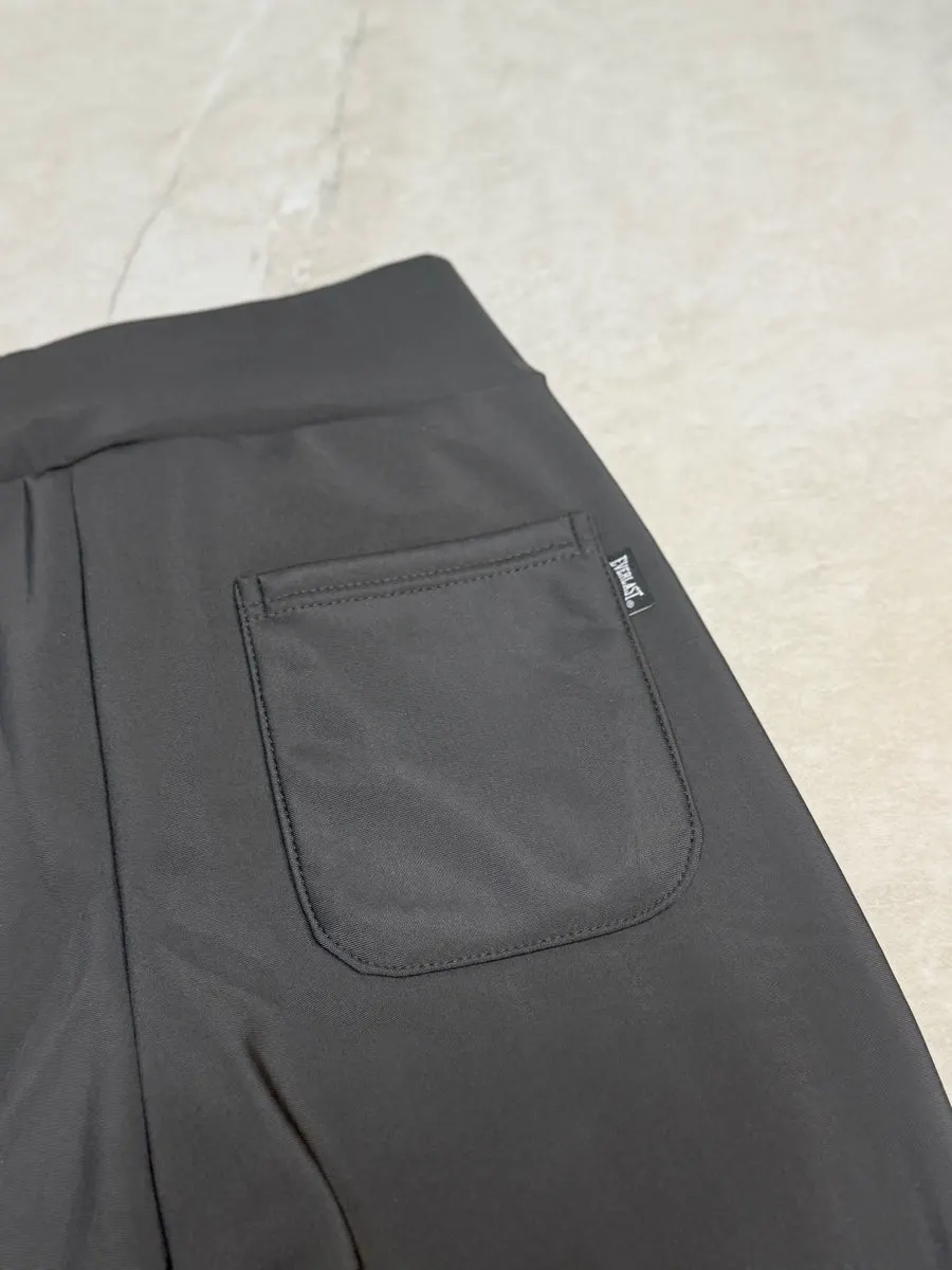 Fleece bootcut pants worn before and after exercise
