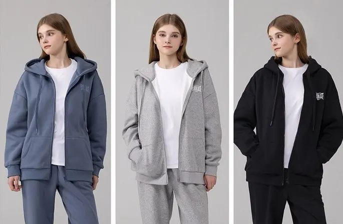 Color options for the fleece tracksuit set