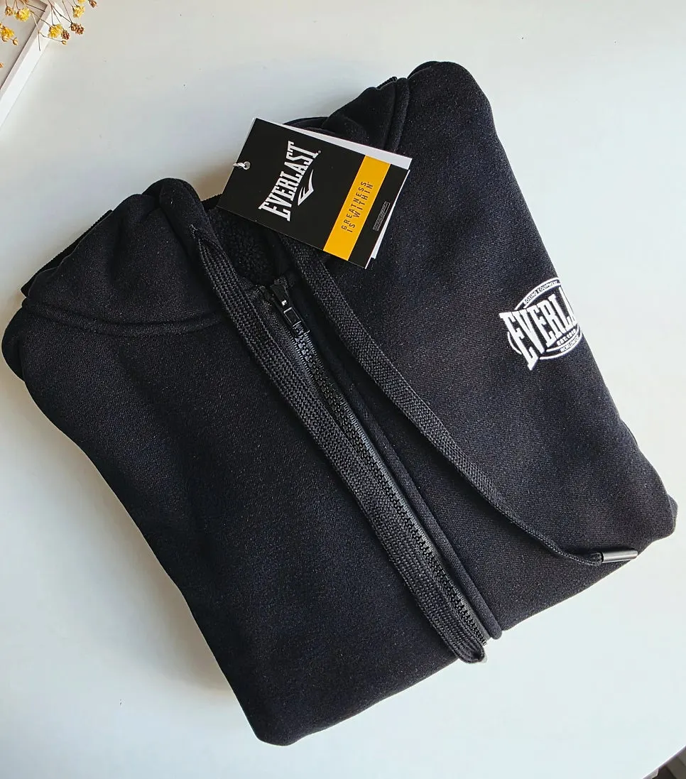 Black hoodie zip-up set worn in size 90