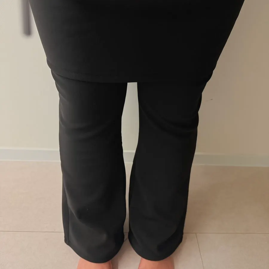 Skirt pants styled as a winter daily look