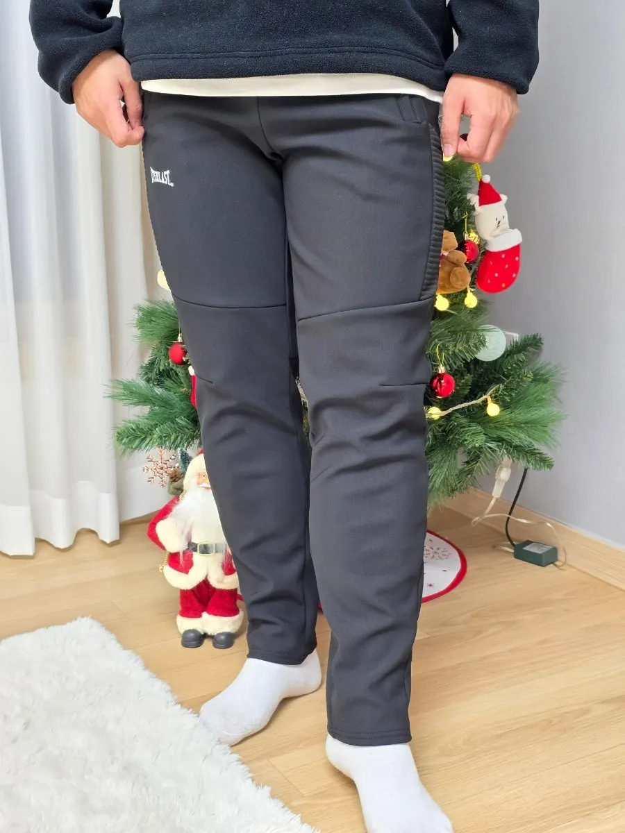 Man wearing fleece-lined pants in winter