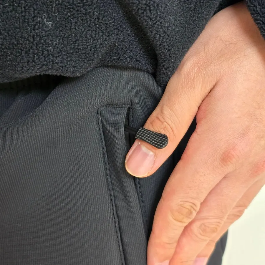Zippered pocket detail for carrying belongings
