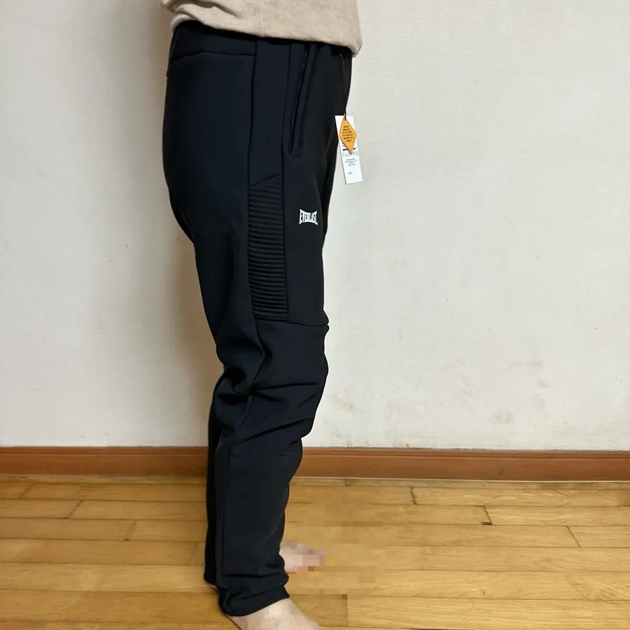 Wearing the fleece-lined pants on an active day