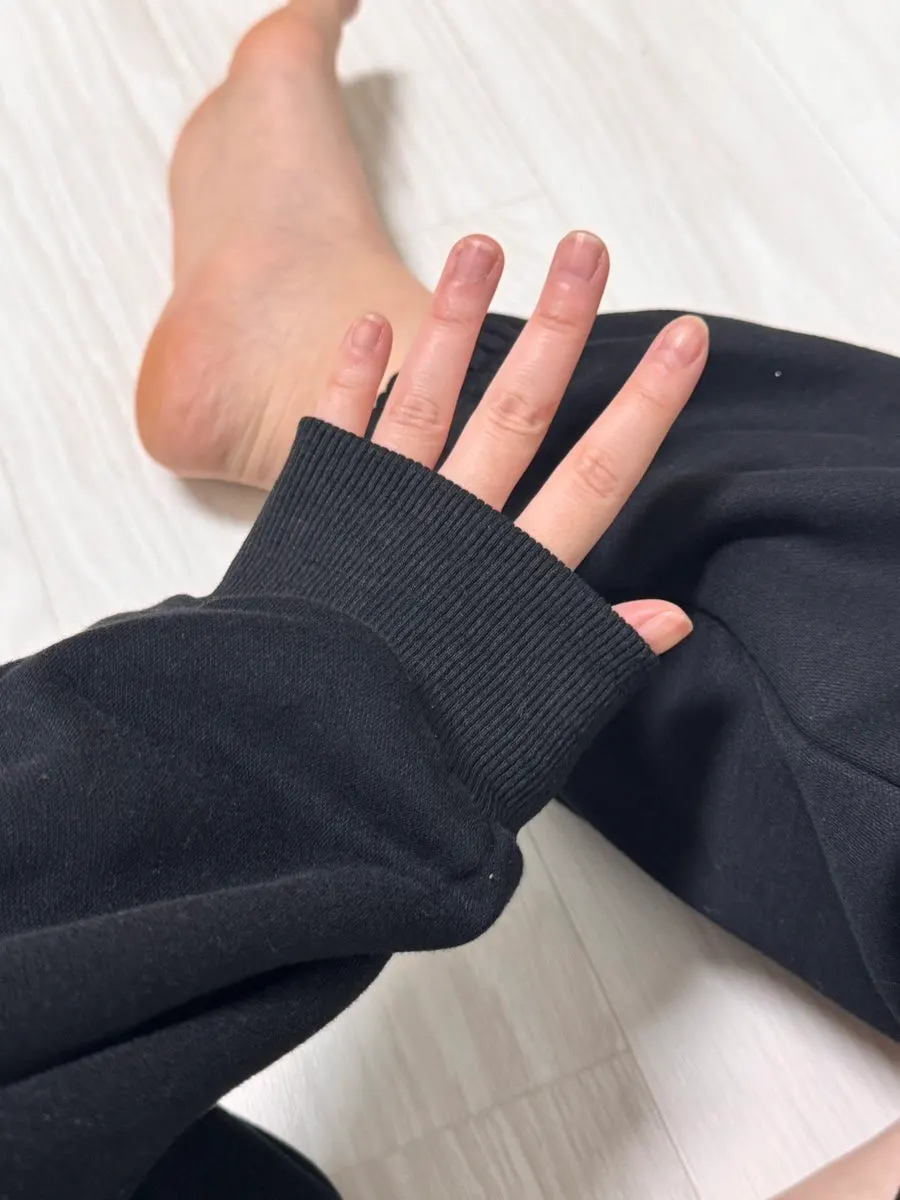 Black fleece-lined set after washing care