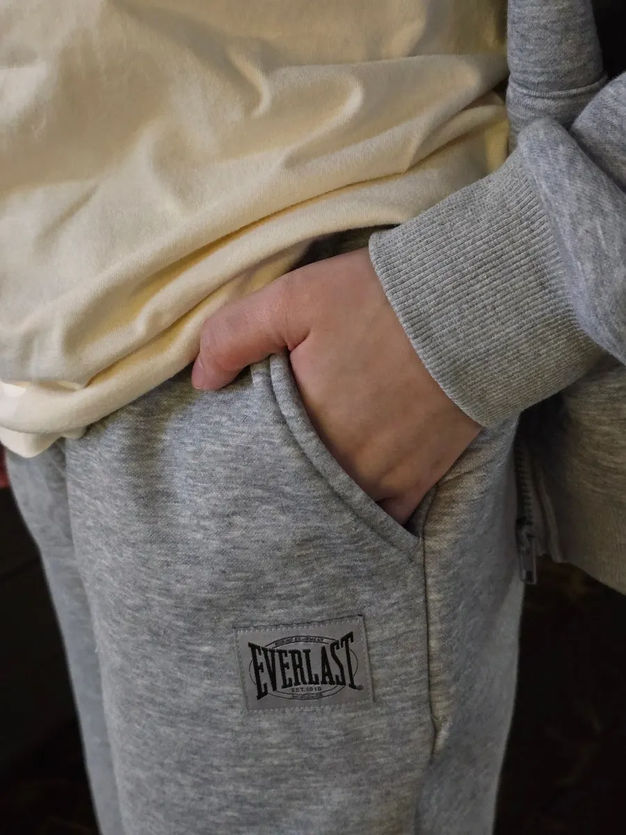 Loose-fit hooded zip-up and straight-fit pants