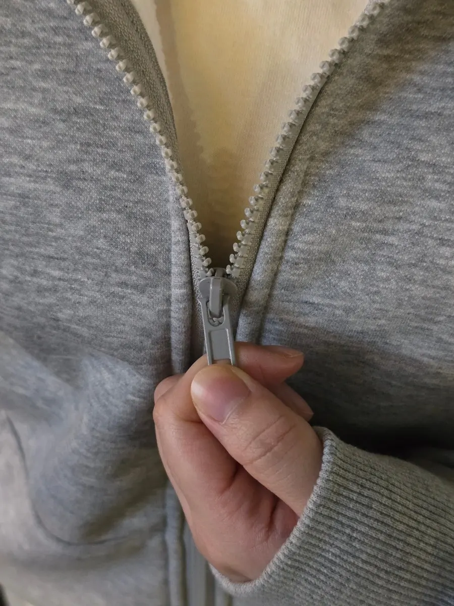 Brushed-fleece straight-leg pants and hooded zip-up silhouette