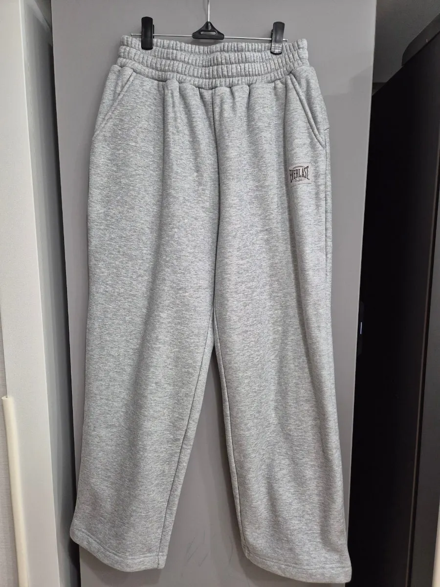 Gray fleece straight-leg pants
