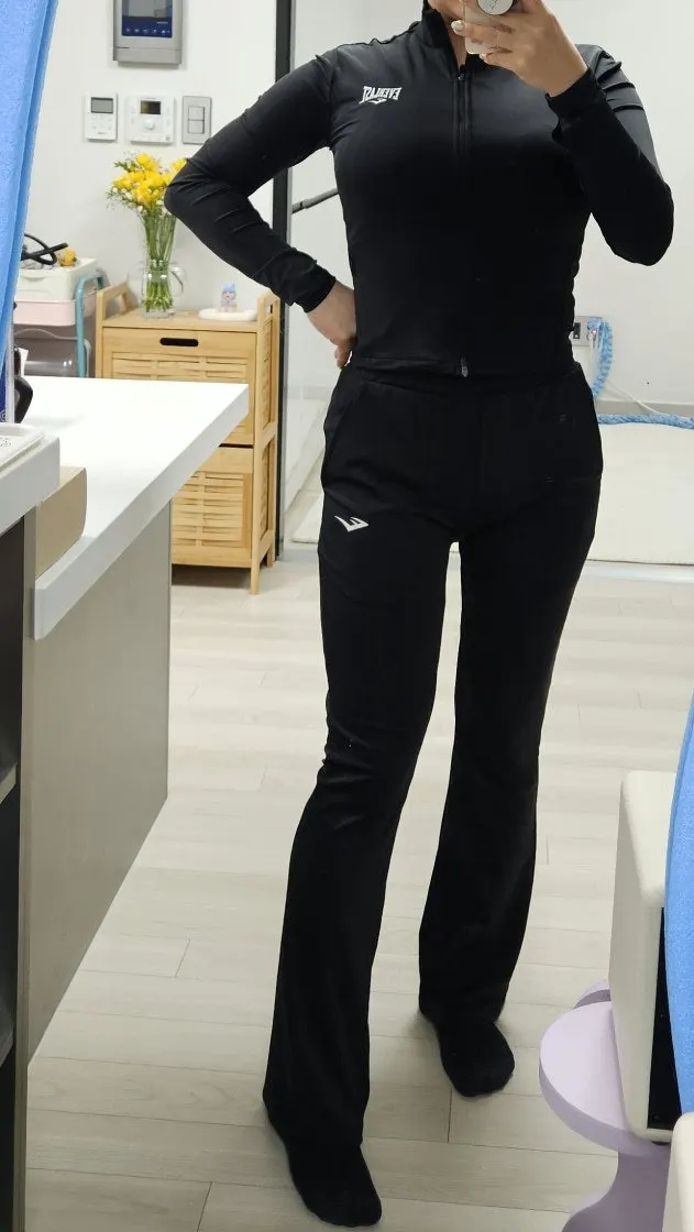Everlast running jacket and bootcut pants outfit