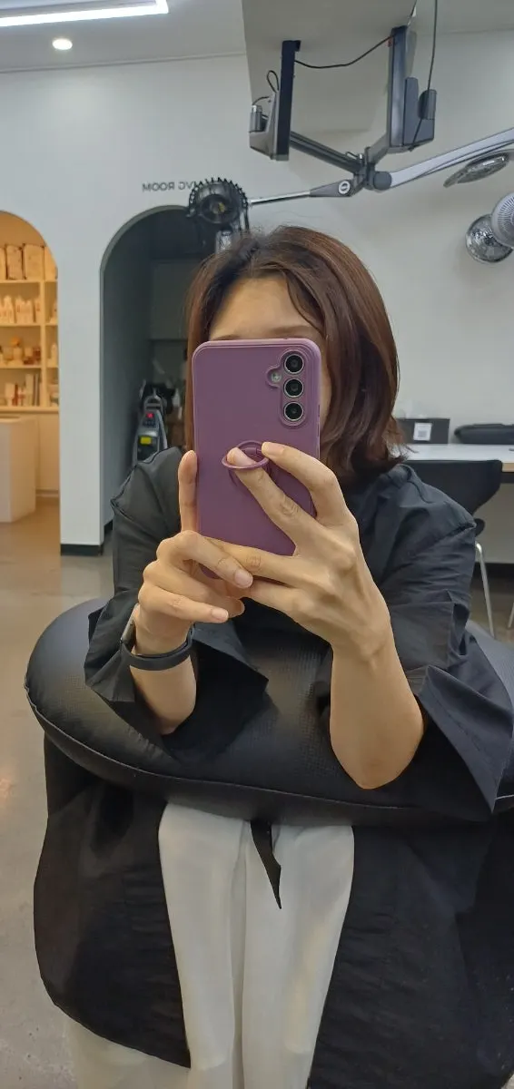 Vertical photo of hair after chocolate brown autumn hair color