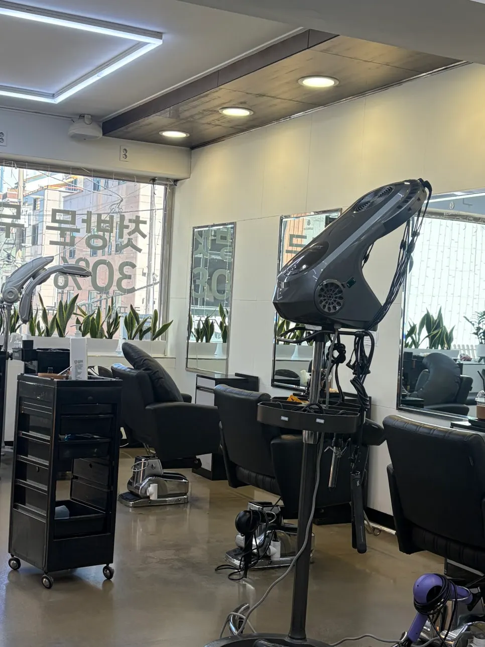 Entrance signage for the salon