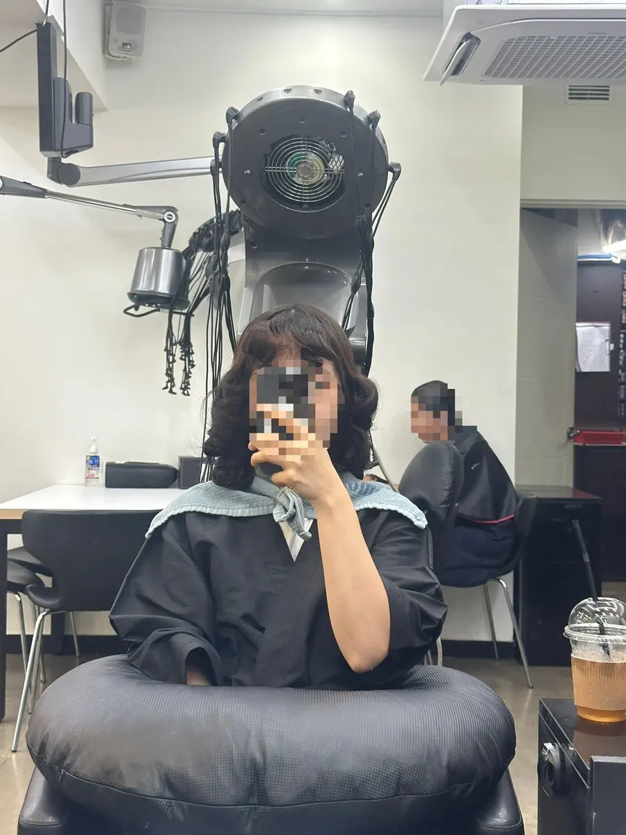 중화까지 마친 레이어드 C컬펌 완성 모발