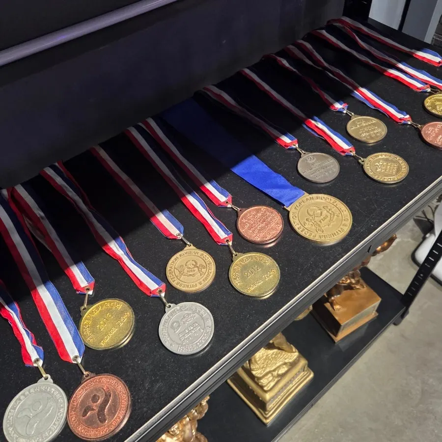 Trophy display case for the director and his students' awards