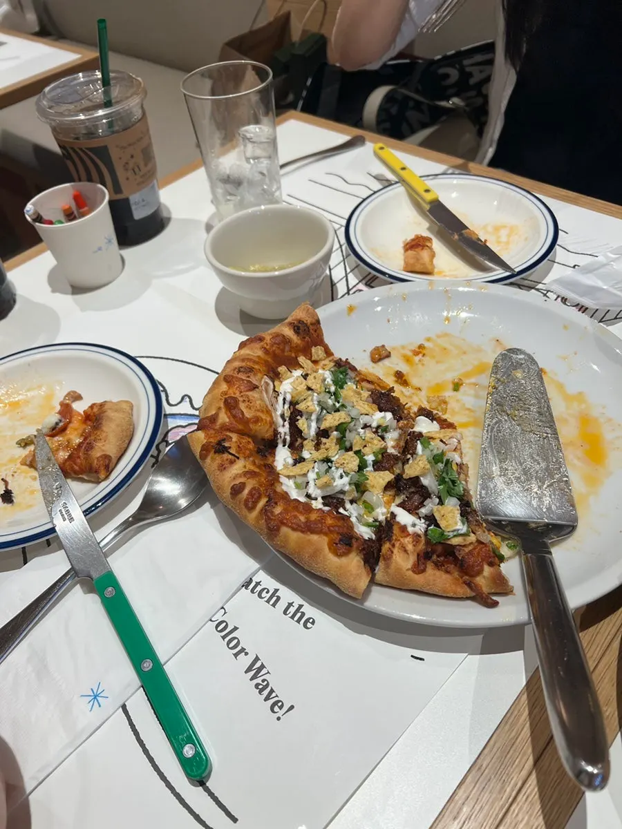 비리아 타코 피자 클로즈업