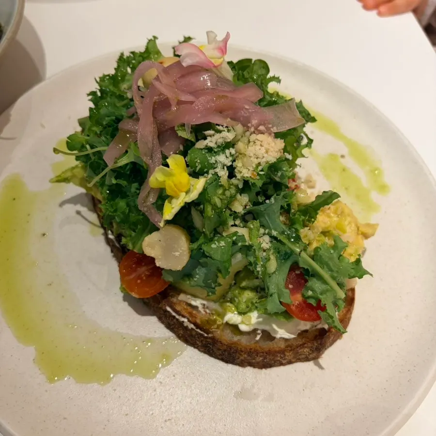 Avocado toast piled high with avocado