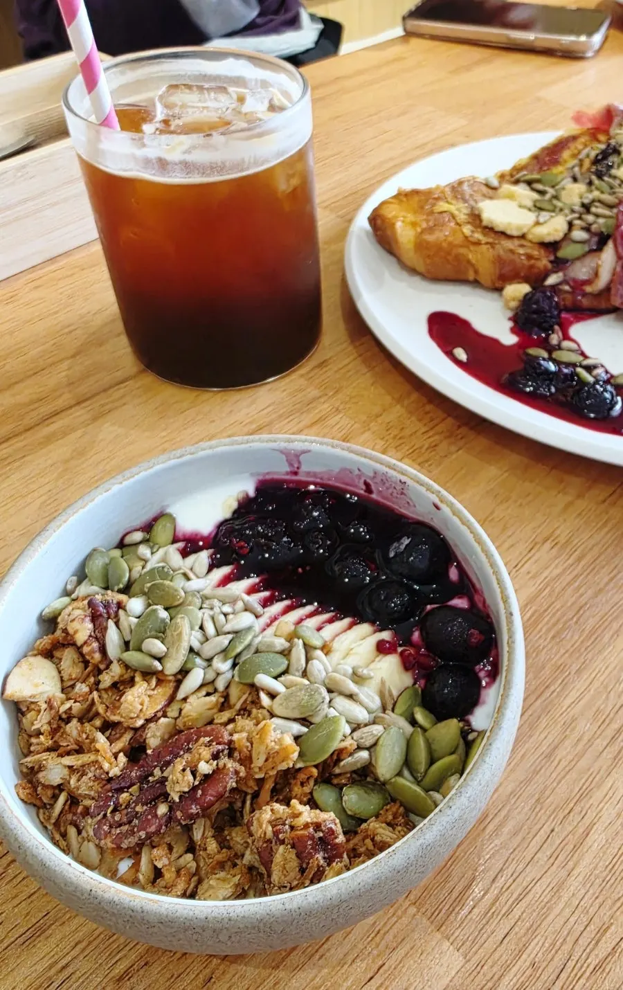 Yogurt bowl topped with pecans