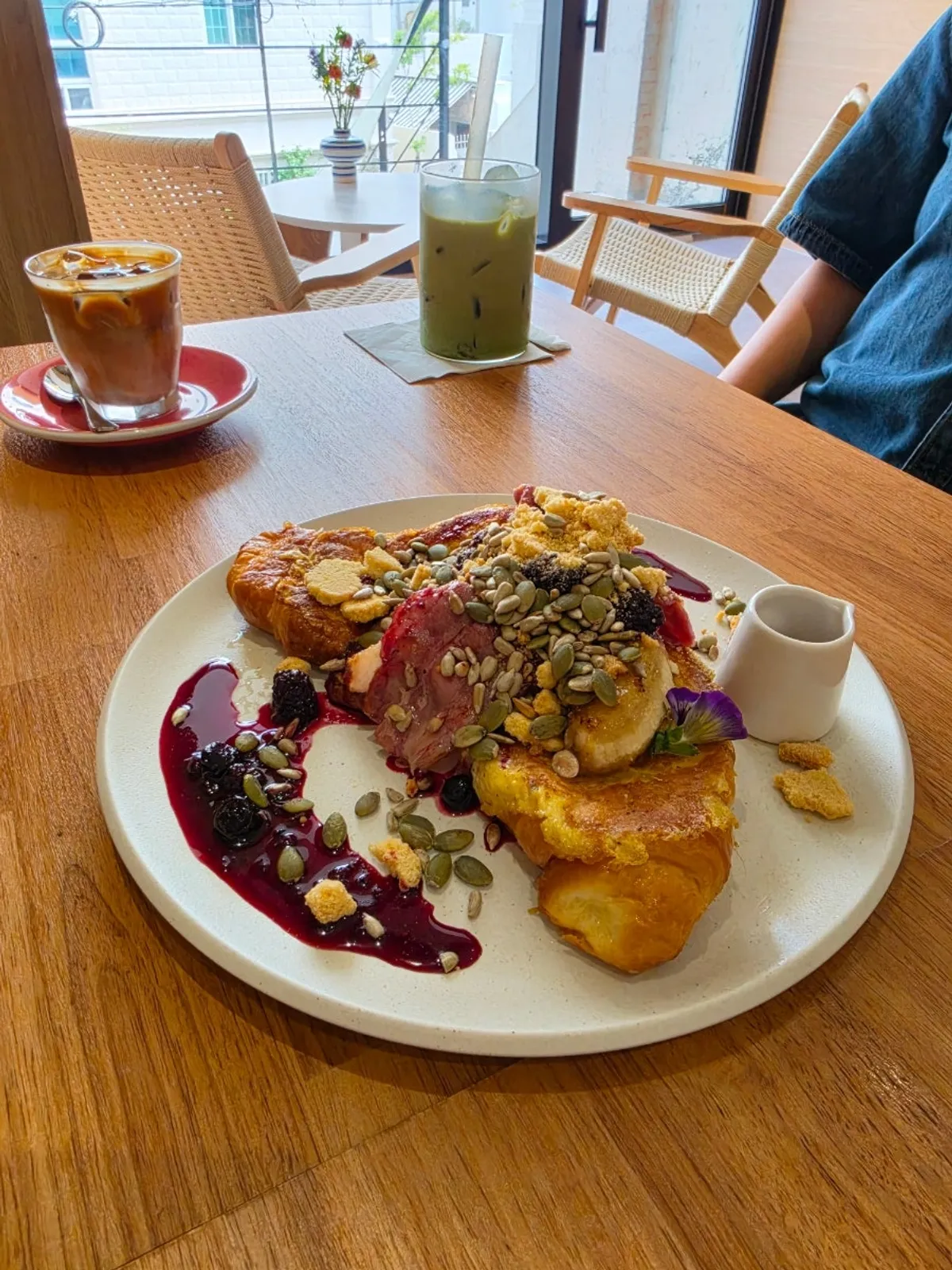 Close-up of the croissant French toast