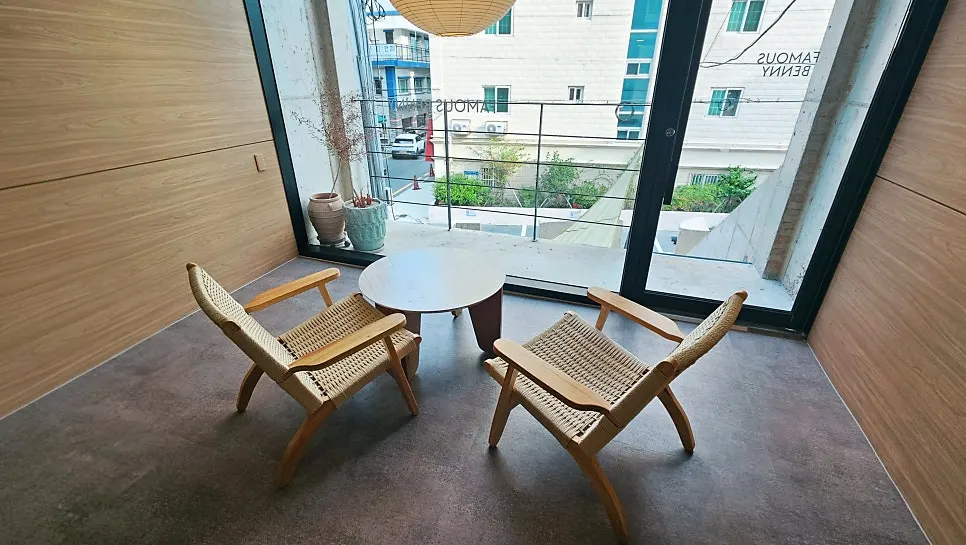 Spacious seating area on the 2nd floor of Famous Benny