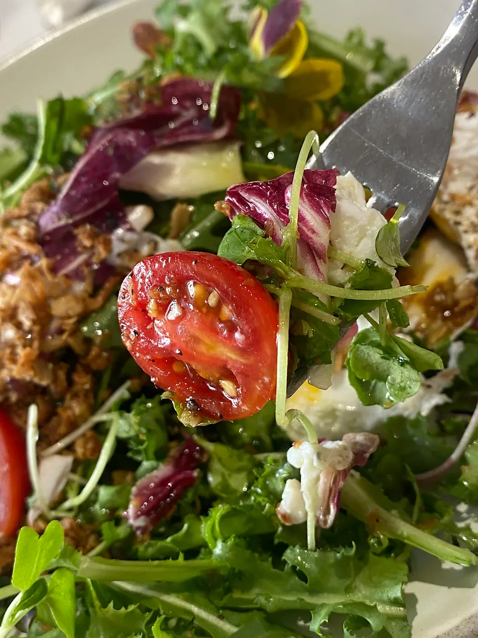 House salad with sauce mixed in