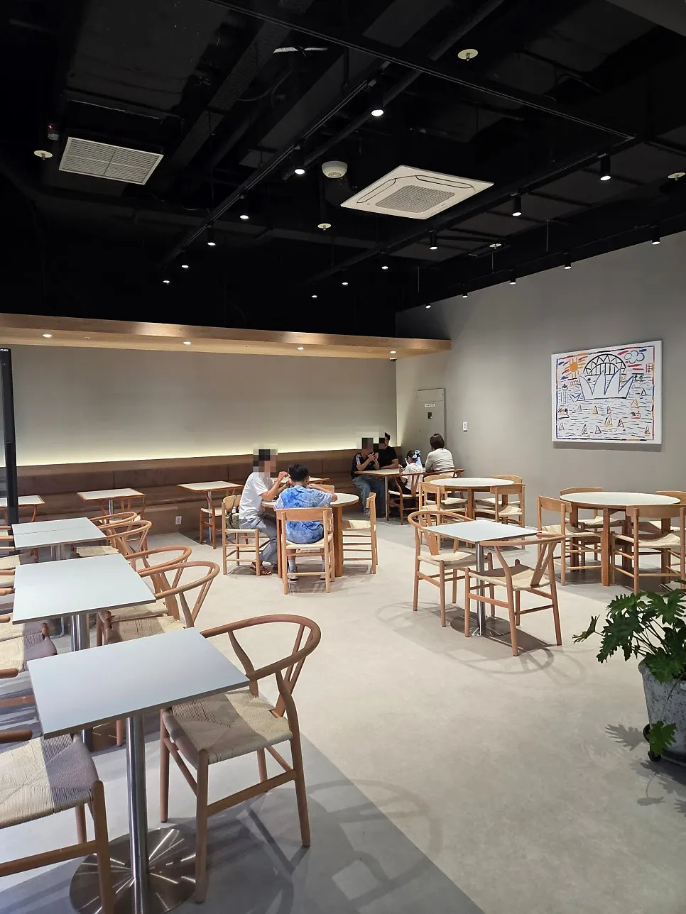 Wood and white tone interior of the café