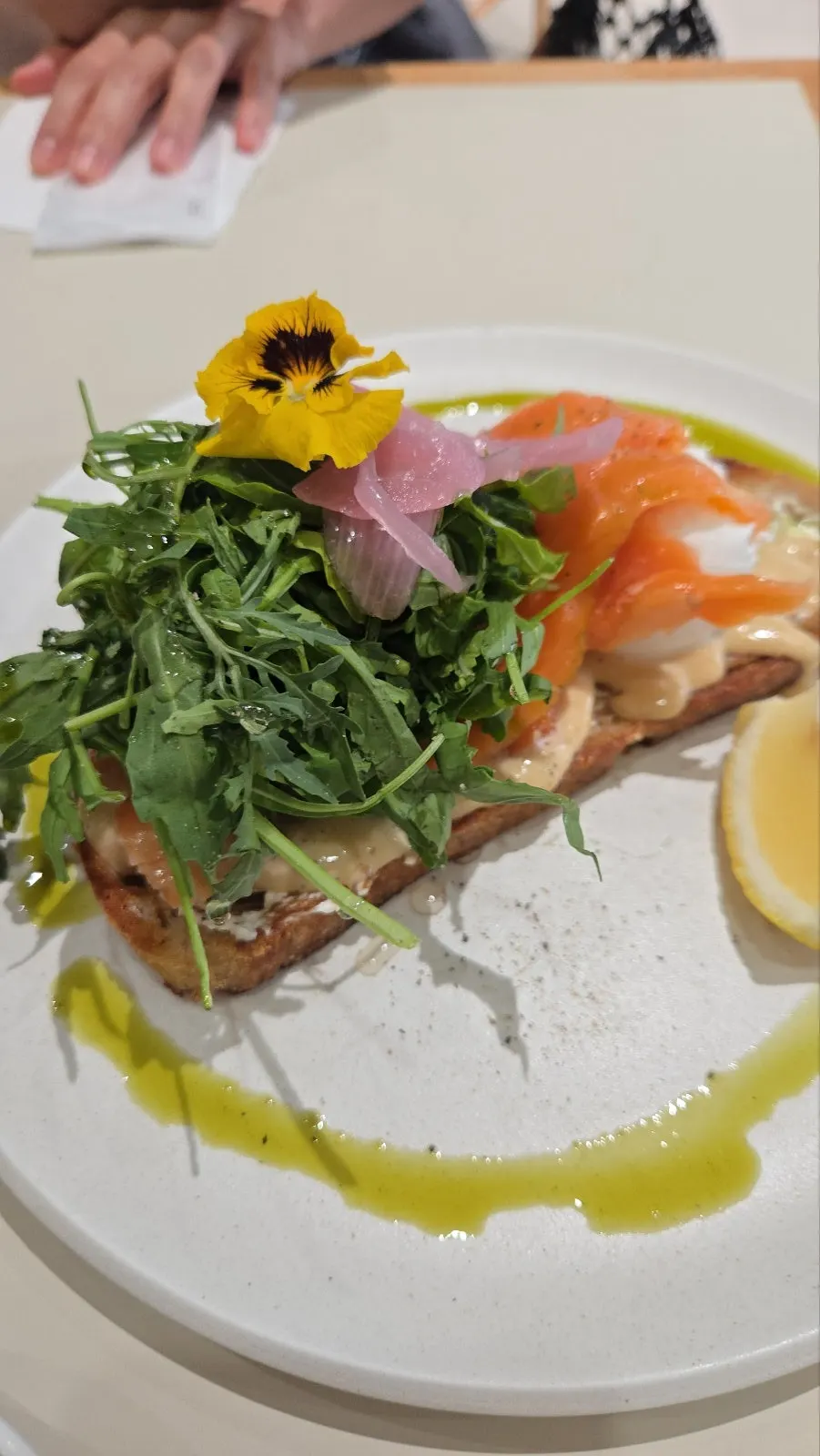 Smoked salmon toast with extra salmon added
