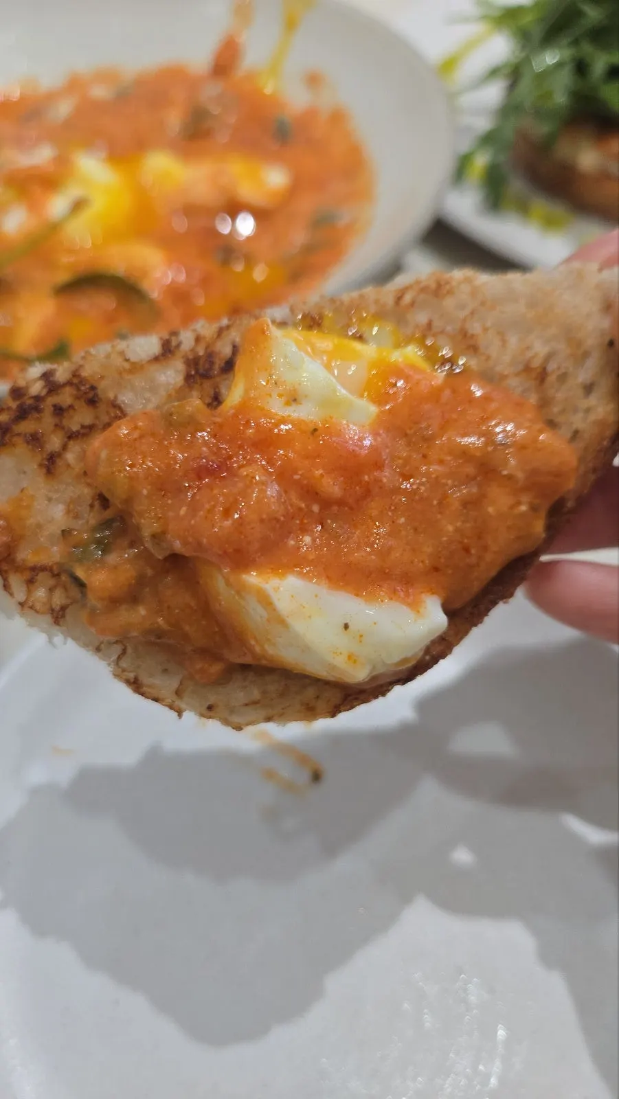 Crispy bread for dipping into the eggs in hell