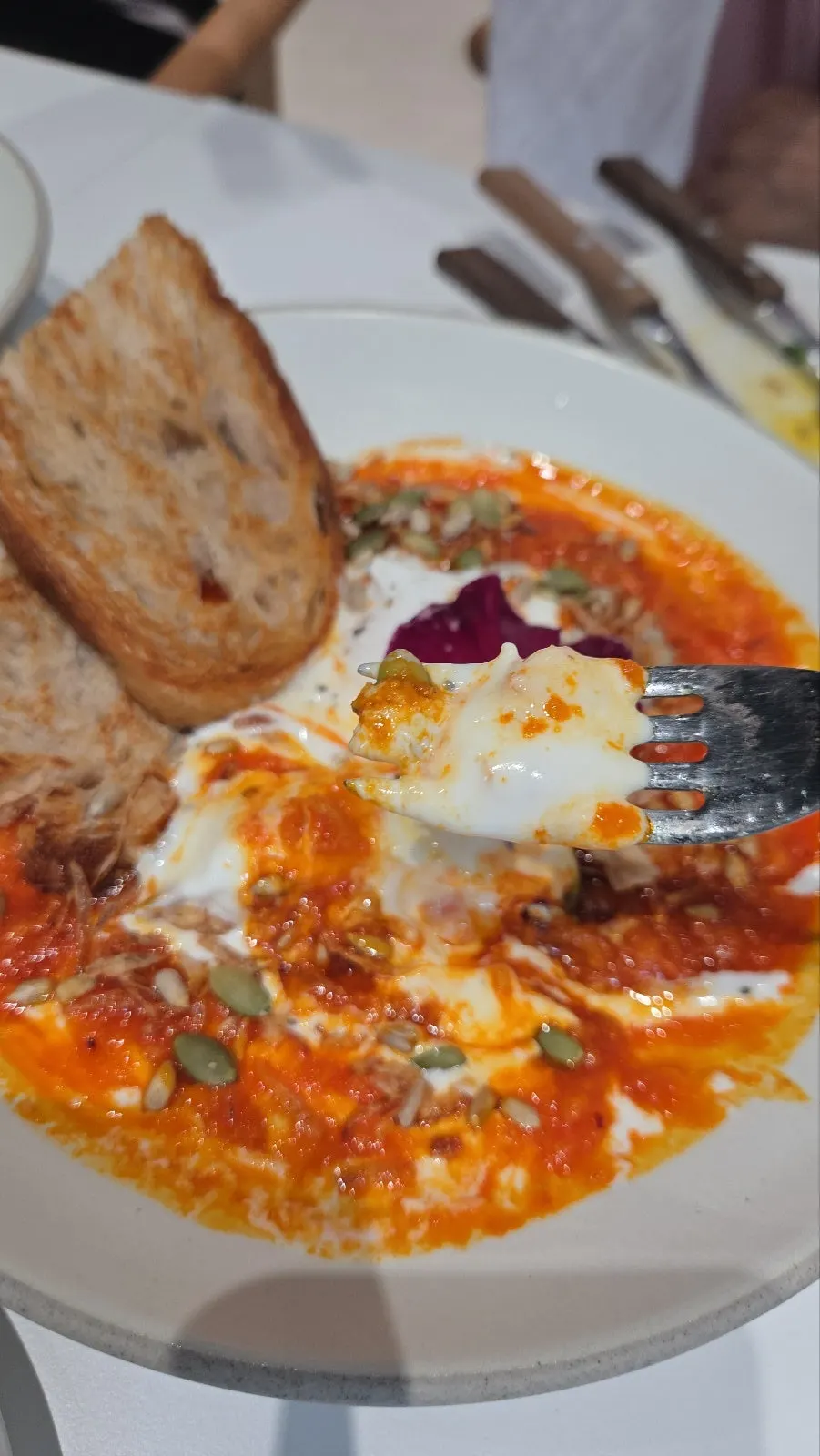 Garlic butter egg made with yogurt and chili garlic butter