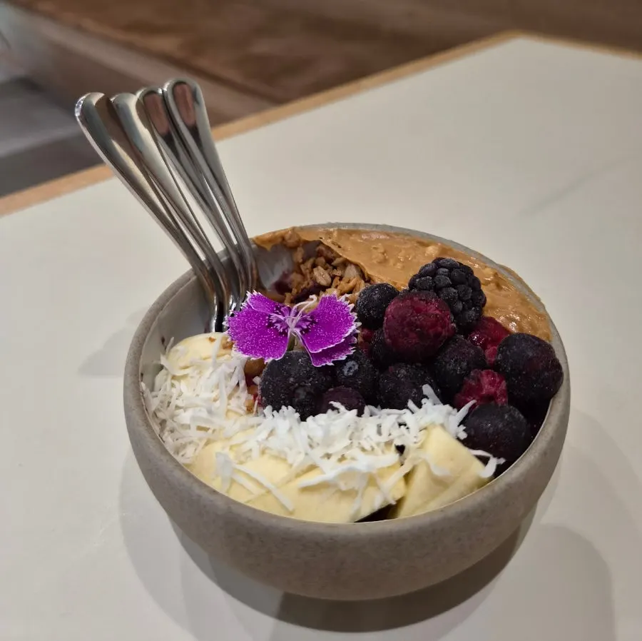 Acai bowl served in a small bowl