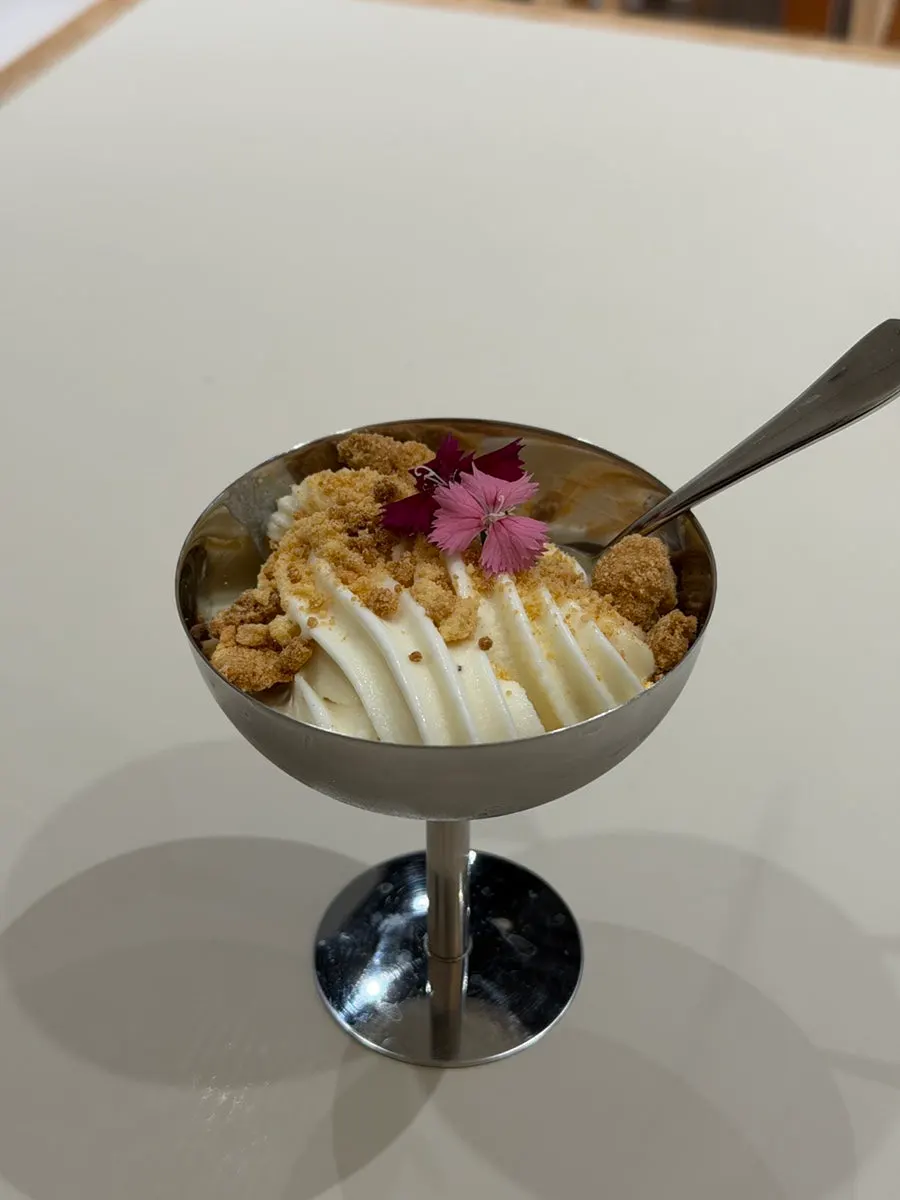 Vanilla crumble gelato with an iced Americano