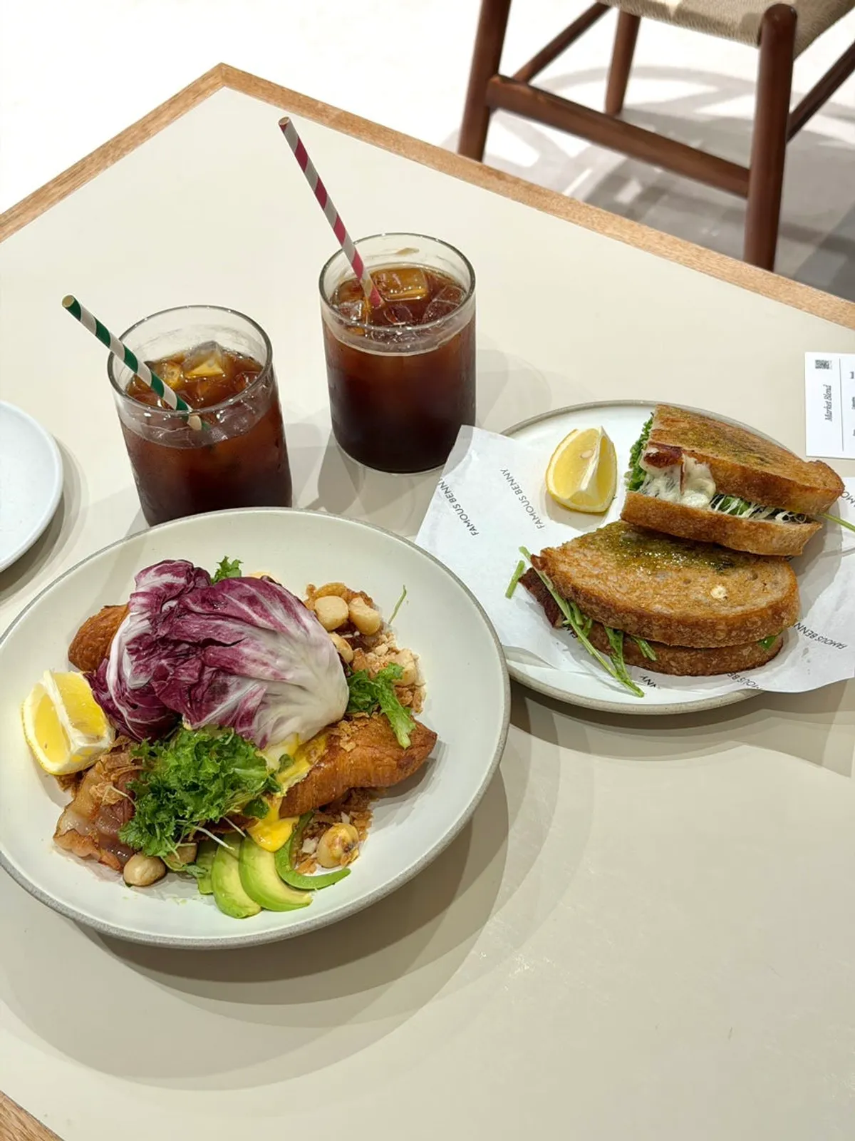 A spread of the Famous Venny and rugola cheese toast