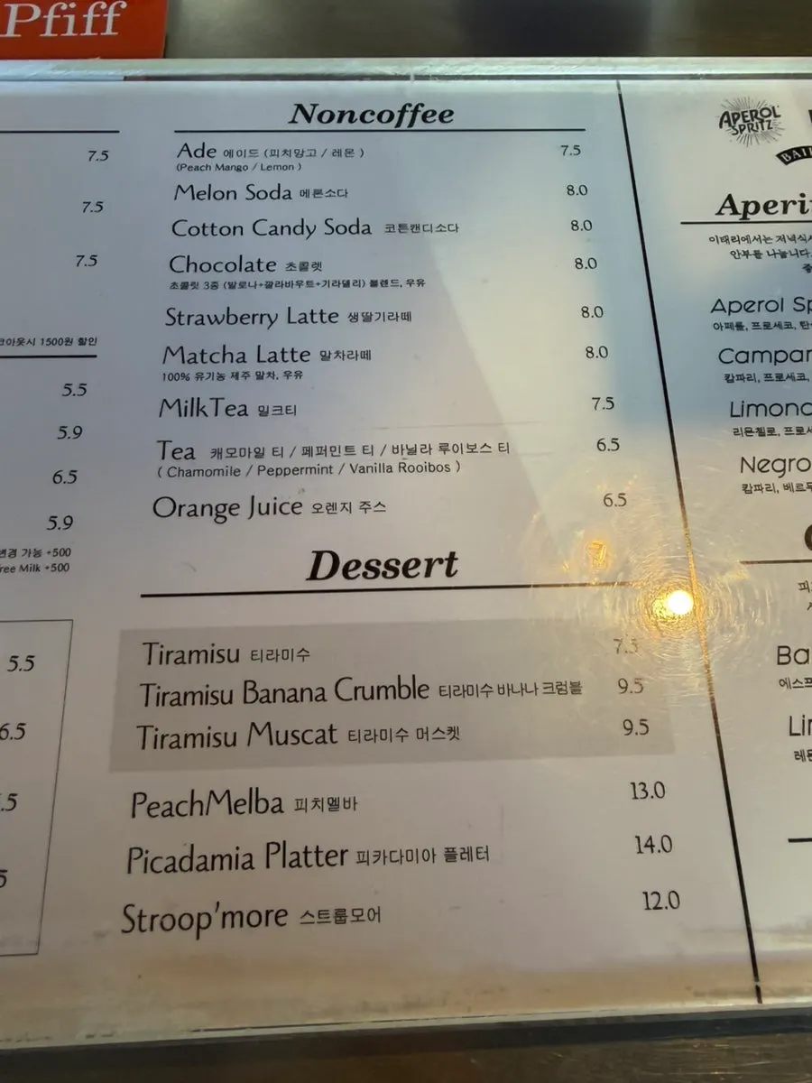 Signature coffee menu board