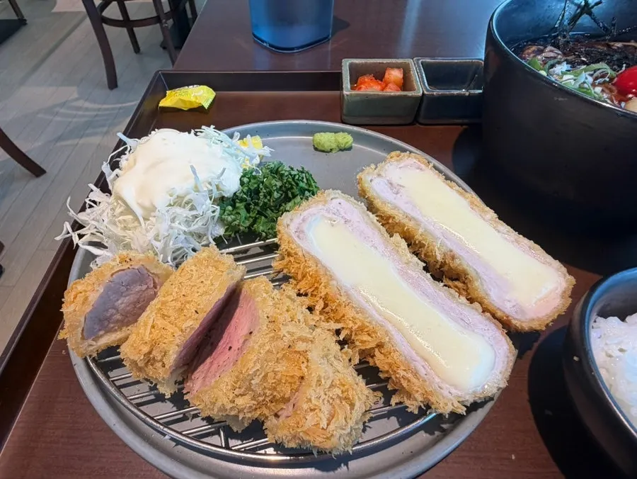 Cheese katsu and tenderloin katsu served together