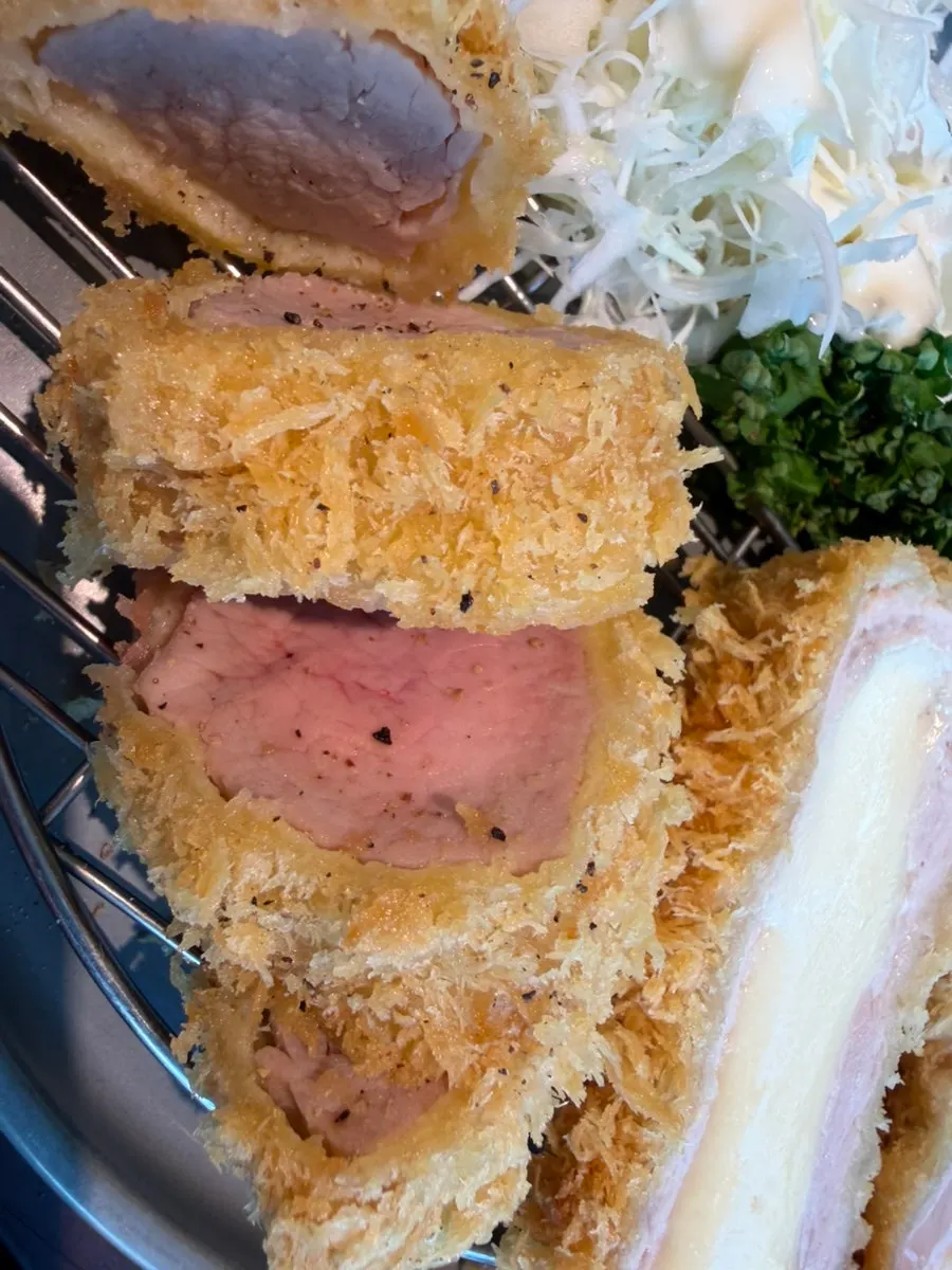 Cross-section of the sous vide tenderloin katsu
