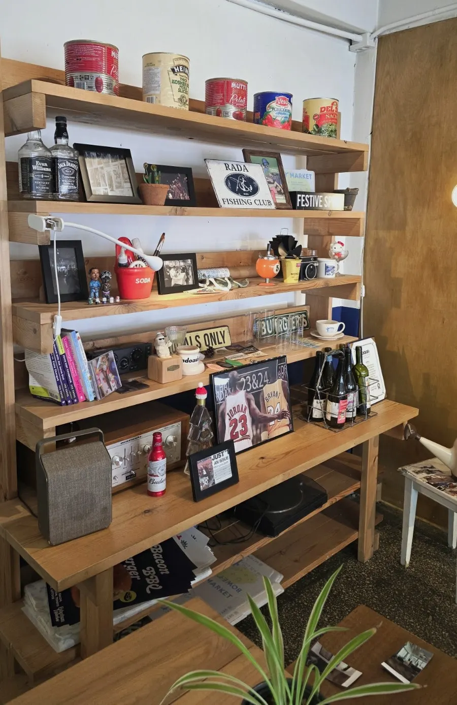 Stylish decor items placed around Fisherman Works