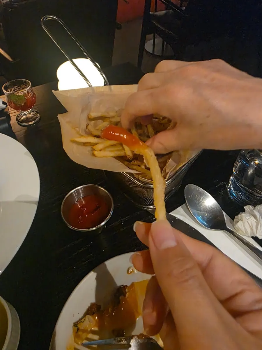 Close-up of crispy fried fries