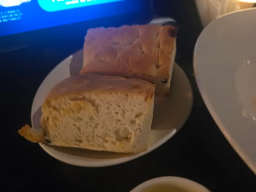 Focaccia with olive oil and balsamic glaze