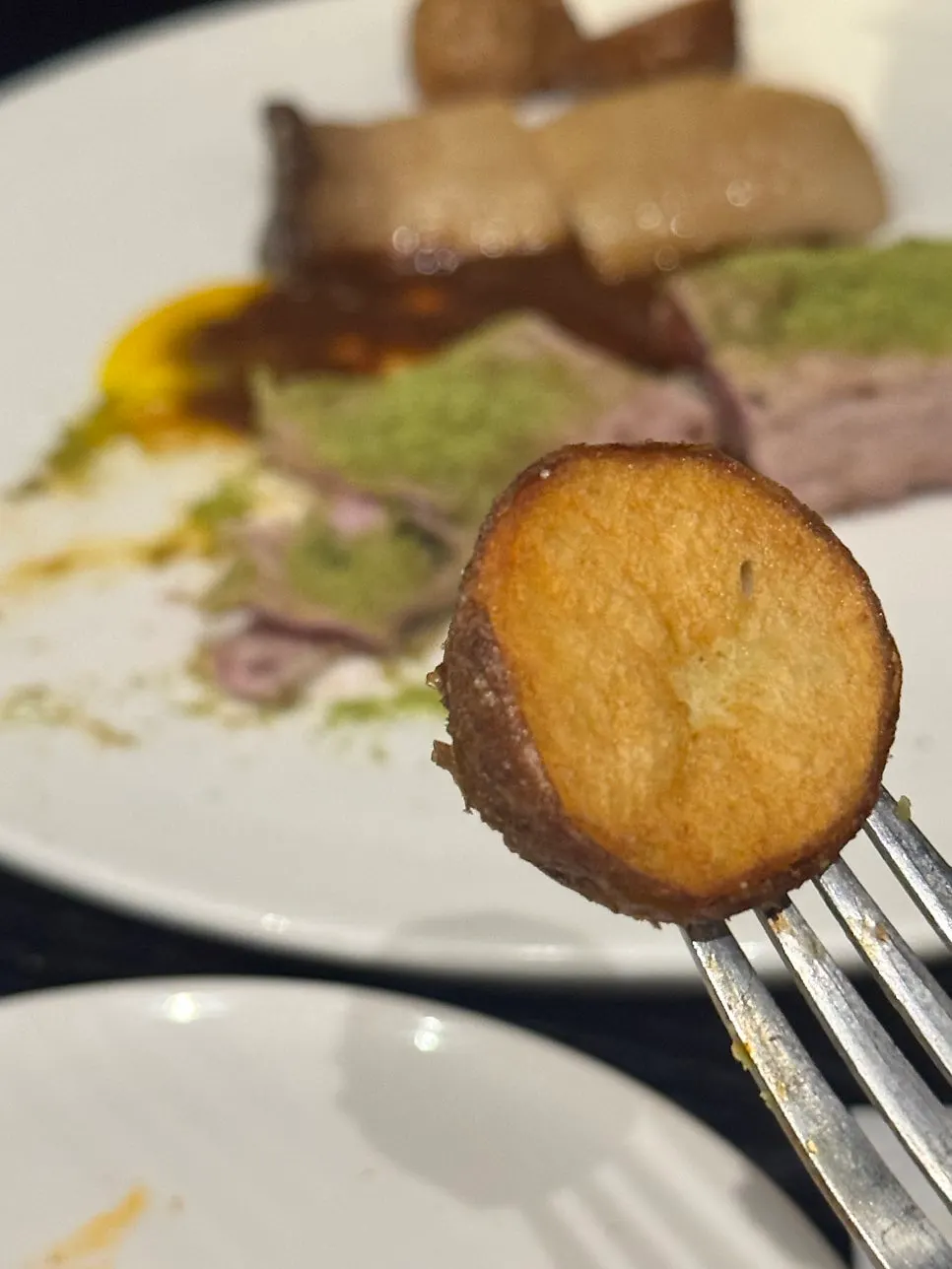 King oyster mushroom and baby potato garnish