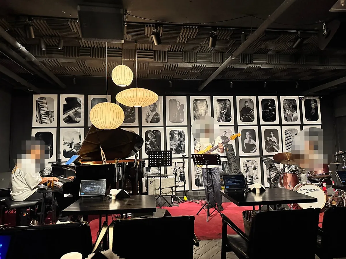 Live jazz performance underway on the stage