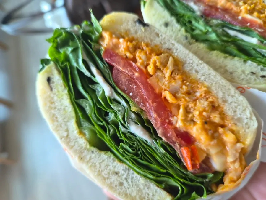 Spicy chicken ciabatta made with olive ciabatta bread