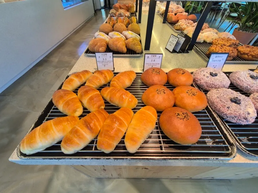 Pastries including a chewy croissant on display